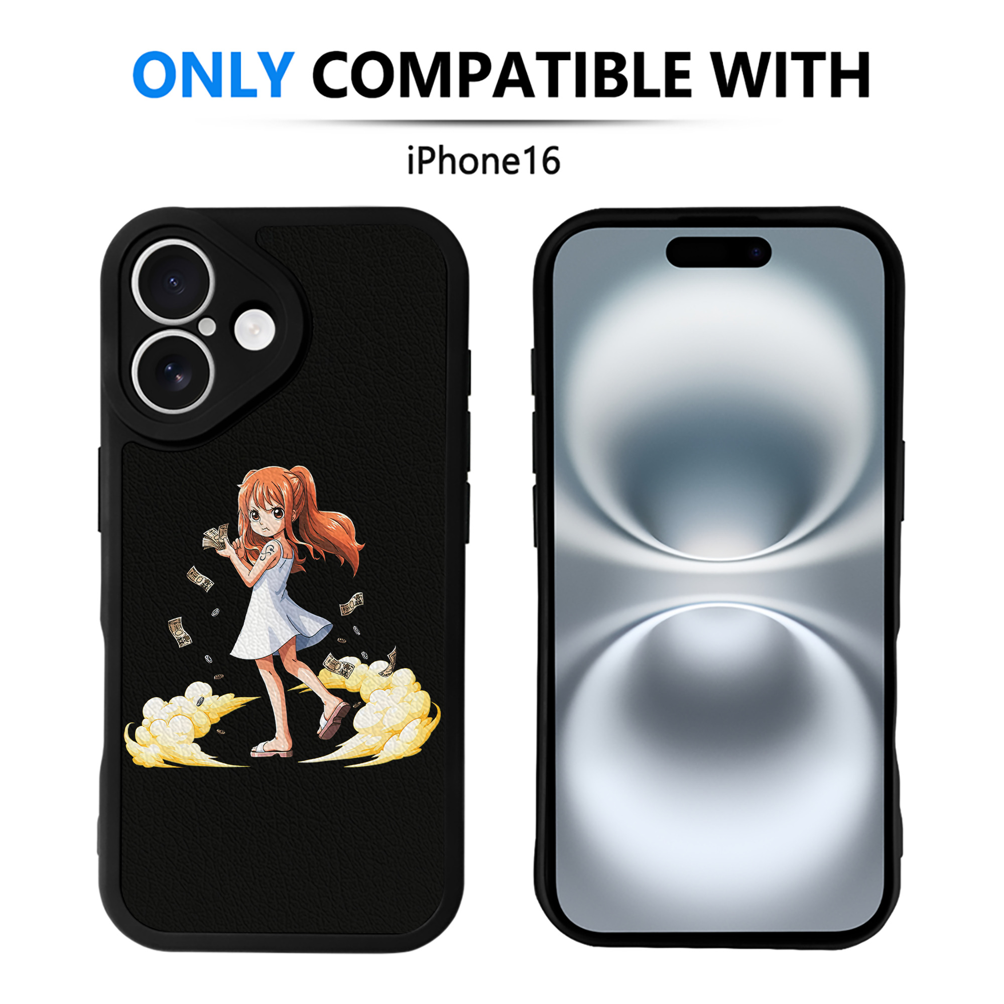 （画像用） ワンピース ナミ ONE PIECE Nami 【iPhone 16シリーズ対応】シリコンスマホケース（レザー調） 材質：シリコン